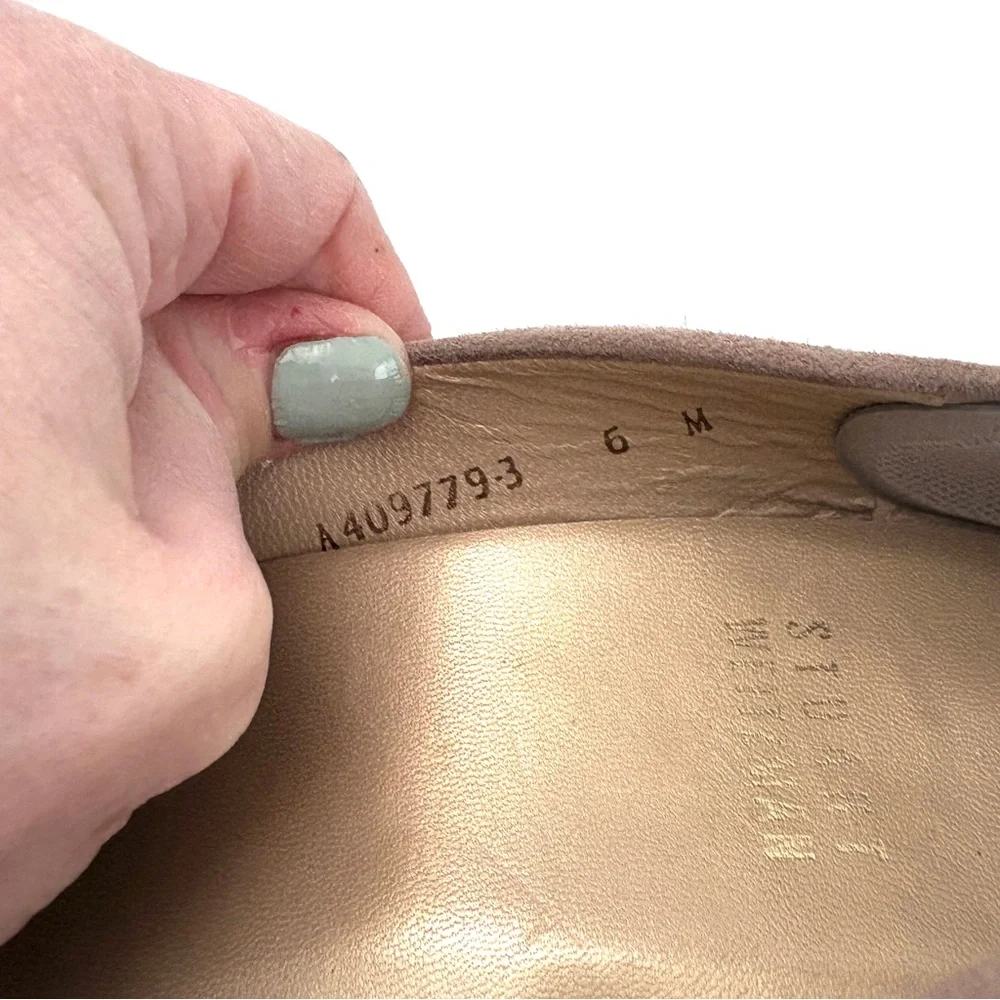 Stuart Weitzman | Beige Suede Peep Toe Cork Wedge Shoes Size 6 - Picture 7 of 8